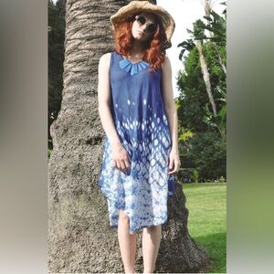 JP and Mattie 5800 Indigo Tie Dye Dress Sz M